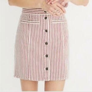 Madewell red  striped size 31 stretch jean skirt